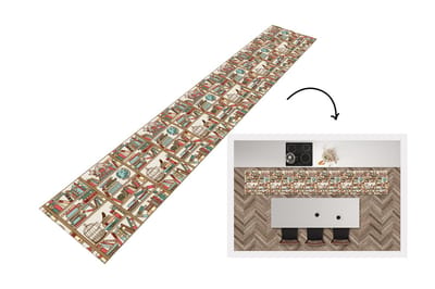 Keukenloper - Loper keuken - Kat - Boek - Kast - 300x50 cm - Keukenloper vinyl