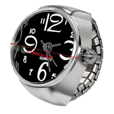 WiseGoods Luxe Retro Ring Horloge Dames - Ringen Horloges Vrouwen - Cadeau - Sieraden - Zakhorloge - Klok - Klokje Zilver / Zwart