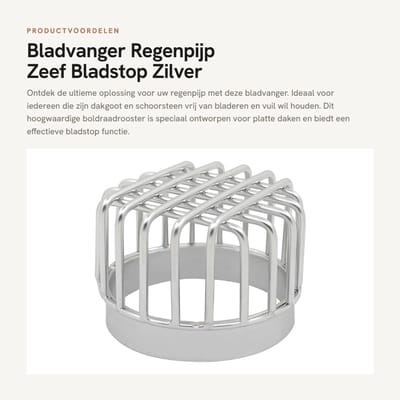 Dailygoods- Bladvanger met zeef - Boldraadrooster - Bladscheider - Bladvanger dakgoot - Bladvanger plat dak - Formaat OD97mm H76mm - Bladfilter