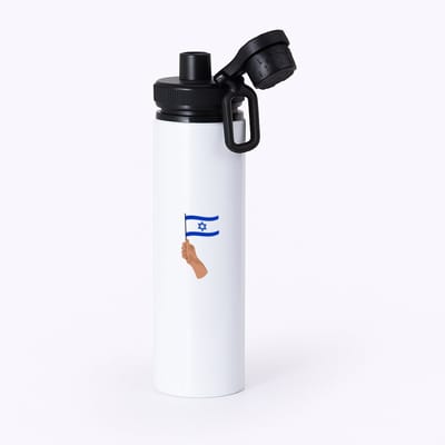 Hacebo® - Israël vlag met hand waterfles met draaidop zwart - Israël - mensen die liefde willen geven aan Israel - degene die van Israël houden - supporten - oorlog - verjaardagscadeautje - gift - geschenk - kado - water fles - 850ML