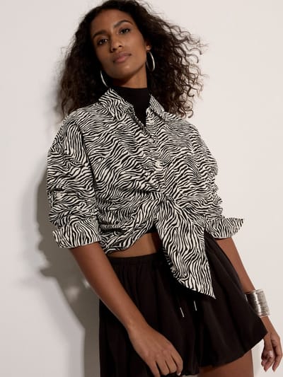 Oversized shirt met zebraprint