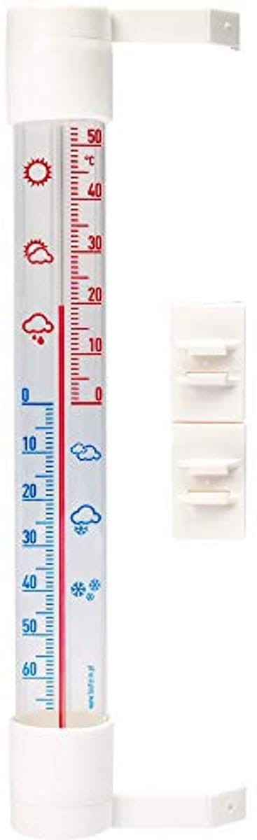 Buitenthermometer voor Raamkozijn - Transparant, Middelgroot, Universeel - Temperatuurschaal van -70 tot +50 °C