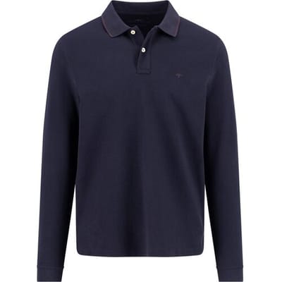 Fynch-Hatton Polo Longsleeve Fine Texture Grainy Piqué Navy / male