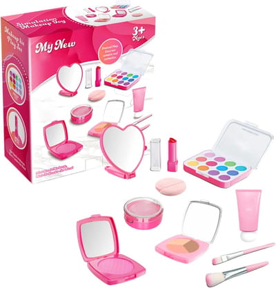 Kinderspeelmake-up - Nep Cosmetica - Rollenspel - Veilig en realistisch - 16x14x6 cm - Roze