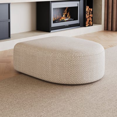 OKWISH Chaise Longue Ottomaan - Zonder Montage, Zachte Bekleding - Woonkamer Of Slaapkamer - Stof - Wit