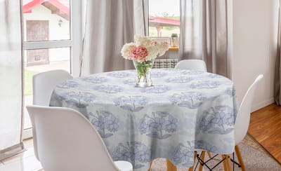 ABAKUHAUS Gedempte Kleuren Ronde Tafelkleed, Krabbelbloementekeningen, Cirkel Tafelkleed Deksel voor eetkamerkeukendecoratie, 150 cm, Meerkleurig