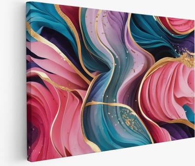 Saammp Muurcirkel Hout - Goud - Abstract - Bloemen - Ø 90 - Wandcirkel - Wanddecoratie Cirkel - Muurdecoratie Woonkamer - Kantoor Decoratie