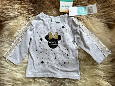 Disney Minnie Mouse shirt - lange mouw - grijs/goud - maat 74 (12 maanden)