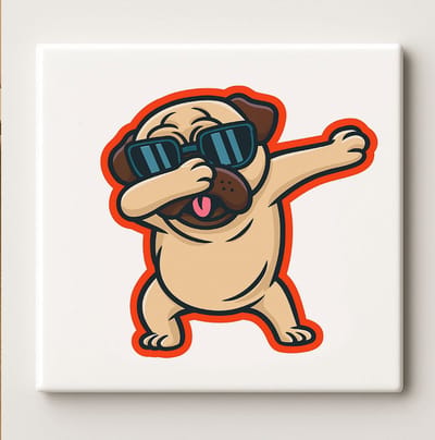 Dabben Mops Hond Art Tegel – 15x15cm Schattige Keramische Wanddecoratie, Grappige Huisdecoratie voor Hondenliefhebbers