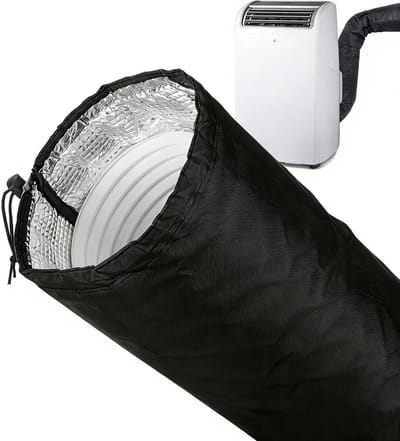 Waterdichte en geïsoleerde isolatiehoes voor airconditioningslang - Draagbare AC-slangisolatiehoes - Airconditioningslangafdekking voor uitlaatslang - AC-kanaalventilatieafdekking - Met verbeterd isolatiemateriaal - Zwart - 151 * 26,5 CM