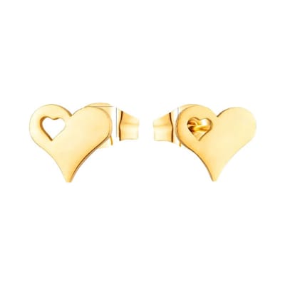 Aramat Jewels | Oorbellen | Stalen Hartjes Oorbellen 9x8mm - Goldplated - Tijdloos Design | | | |9mm | Staal | Volwassenen, Kinderen | Verkleurd niet