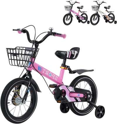 Kinderfiets - Loopfiets - Leren fietsen - Stevig stalen frame - 16 inch - Roze