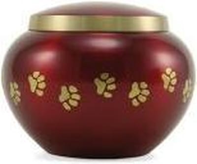 Crimson Odyssey Dieren Urn Rood Crimson in koper met schroefdop en Dierenpoten 0,45 L - Asbeeld Dieren Urn Voor Uw Geliefde Dier - Kat - Hond - Paard - Konijn