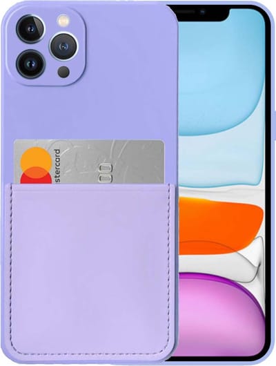 Smartphonica iPhone 11 Pro siliconen hoesje met pashouder en zachte binnenkant - Paars geschikt voor iPhone 11 Pro