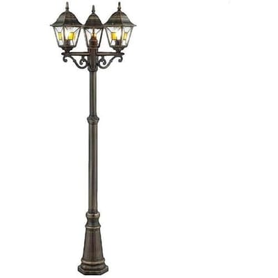 Brillant | Buitenpostlamp Janel 3-vlammig zwart goud | 3x A60, E27, 60W, geschikt voor normale lampen (niet meegeleverd)