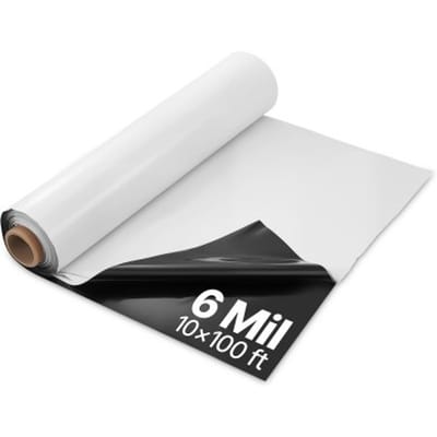 VEVOR PE Bouwfolie 3,05x30,48 m, Kunststoffolie, 0,15 mm dikke afdekfolie, Kunststof afdekplaat, Afdekfolie, Afdekking voor kruipruimte dampremmende laag, Zwart-wit, Dubbelzijdig, Multifunctioneel