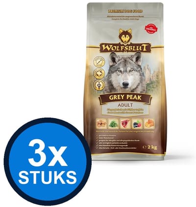 3x Wolfsblut - Adult Grey Peak - Hondenvoer Droogvoer - 2 kg