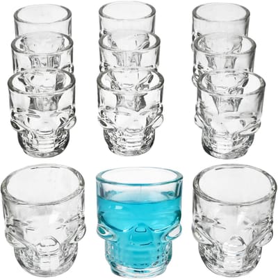 12-delige set doodskop shotglaasjes 5cl van glas - 27022085