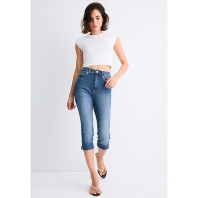 Stradivarius Capri jeans  MIDDENBLAUWE DENIM WASSING 40
