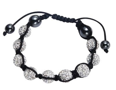 Behave - Armband zwart trekkoord - Kristal balletjes - Trendy avondlook