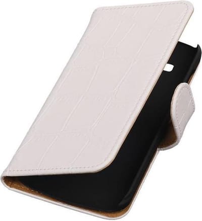 Croco Bookstyle Wallet Case Hoesje Geschikt voor Huawei Ascend Y540 Wit