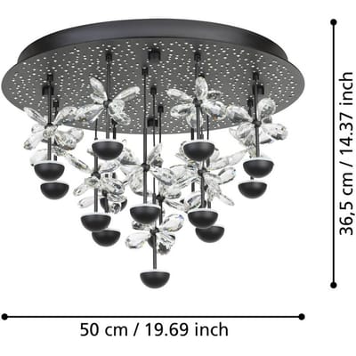 EGLO Stars of Light LED plafondlamp Pianopoli zwart Ø 50 cm