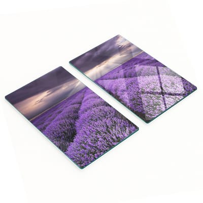 Multifunctionele decoratieve glazen keukenplanken met lavendelmotief, 2x30x52 cm