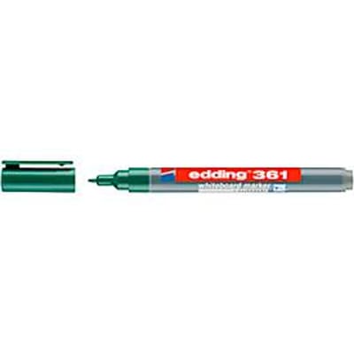 Edding 361 whiteboard marker, schrijfkleur groen, ronde punt, lijndikte 1 mm, droog uitwisbaar, met dop en clip, navulbaar, 10 st.