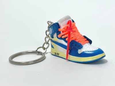ShoeBlockX SneaKeys | Sleutelhanger | Tassenhanger | Nike Jordan High Off-White Blue | Sneakers | Cadeau