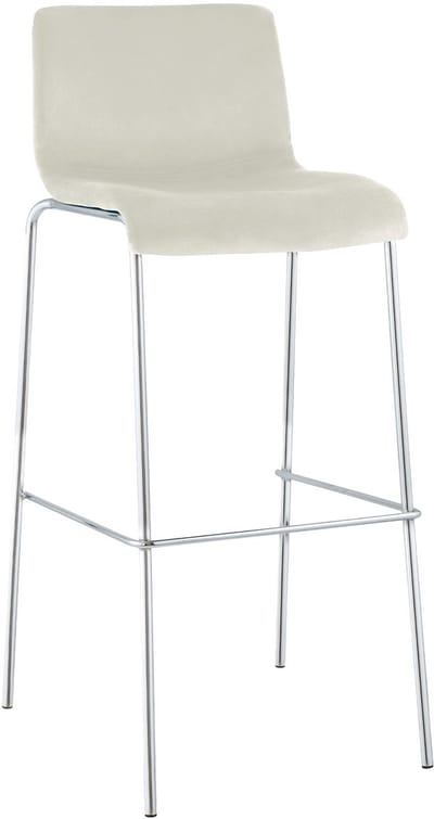 CLP Barkruk Hover - met rugleuning - vierpoot frame Chroom - velvet - fluweel - creme/chroom