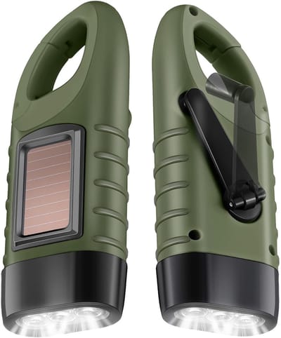 Bondoo Opwindbare zaklamp 2 stuks - Zaklamp noodpakket - Knijpkat - Zaklamp Opwindbaar - Zaklampen - Noodzaklamp bij stroomuitval - Knijpkat Zaklamp Dynamo - Noodverlichting Stroomuitval - Zaklamp LED handmatig oplaadbaar - Donkergroen