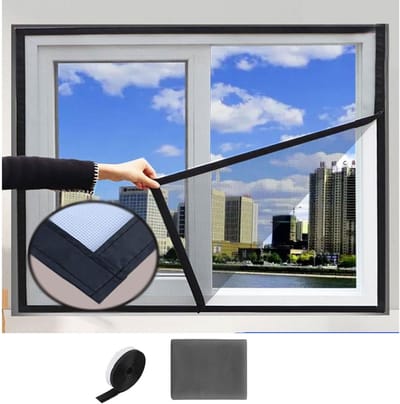 Raam Hor - Muggennet Rol - Insecten Buiten Houden - Scheurvast en Stabiel - 90 x 195 cm - Zwart Grijs