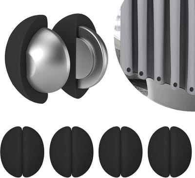 Magnetische gordijngespen - Douchegordijnmagneten - Anti-zwevende siliconengewichten, roestbestendig, eenvoudig te bevestigen, voorkomt dat de voering beweegt, voor douchegordijnen en tafelkleden (Zwart - 5 paar) - Cyslmuk®