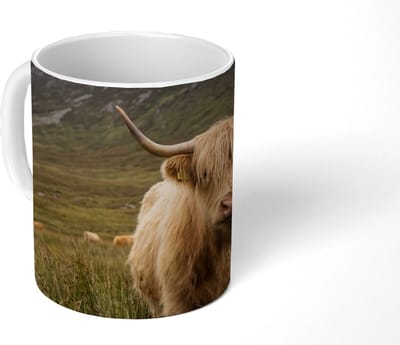 Mok - Koffiemok - Schotse hooglander - Bergen - Grasveld - Mokken - 350 ML - Beker - Koffiemokken - Theemok