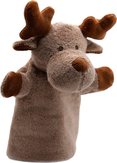 Cute since 1999 - Organische Handpop Bruine Rendier - Dier knuffel - Handpop voor poppenkast - 26cm x 20cm