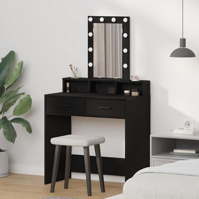 Kaptafel met spiegel - Make-uptafel bureau - Sfeervol opmaken - Geïntegreerde LED verlichting - 79 x 41 x 140 cm