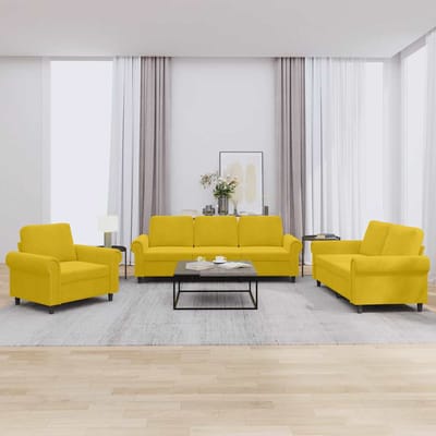 vidaXL 3-delige Loungeset met kussens fluweel geel