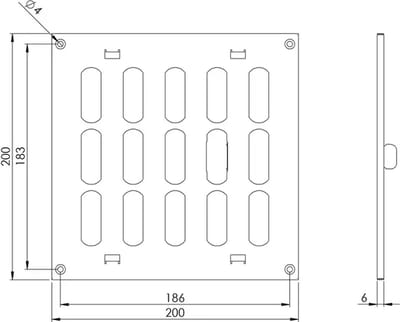 Metalen rooster verstelbaar 200x200 wit - MR2020R - RAL9016