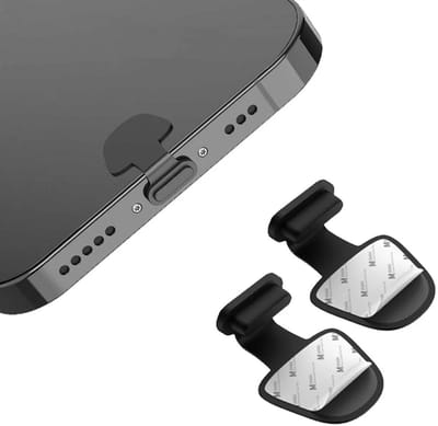 Lightning Poort Stofdichte Plug met Plakstrip geschikt voor iPhone / iPad | Kapje voor Lightning Connector | Bescherming tegen o.a. pluisjes, stof, zand, vuil en water | Zwart (2-Pack)