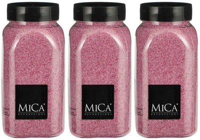 Mica Decorations decoratie zand - 3x - 650ml - roze - hobby zandkorrels - sierzand - voor windlichten
