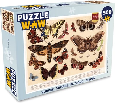 Puzzel Vlinder - Vintage - Potlood - Dieren - Legpuzzel - Puzzel 500 stukjes