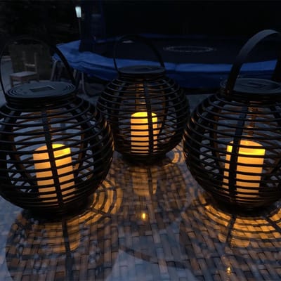 Solar tuinverlichting lantaarn 'Basket' - Voordeelset van 3 stuks - Buitenlampen op zonne-energie - Zwart - Solar tuinverlichting