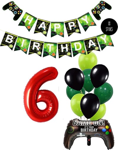 Cijfer Ballon 6 Game Videospel Verjaardag Thema - De Versiering voor de Gamers Birthday Party van Snoes
