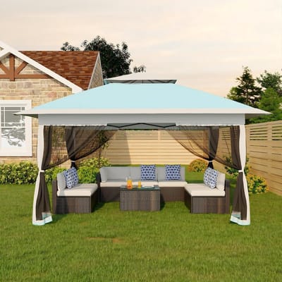 Jently partytent - partytent 3x3 - waterdichte partytent - met uv bescherming - in hoogte verstelbaar - met afneembare zijwanden - blauw