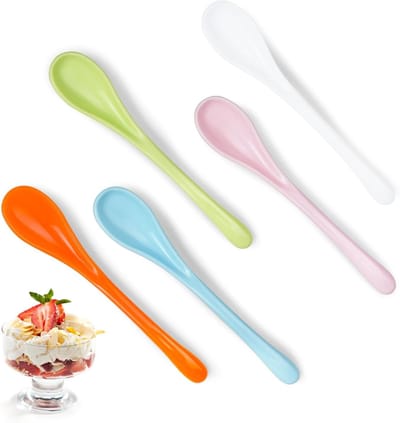 Set van 20 Herbruikbare Plastic Eierscheppen in 5 Kleuren, Ideaal voor Desserts, Koffie en Buitenactiviteiten, 12.5 cm Lange Lepels