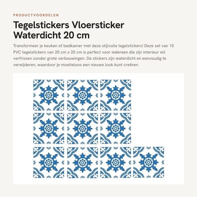 Dailygoods- Tegelstickers 10 Stuks - 20 cm x 20 cm - Waterdicht - Verwijderbaar - PVC - Geschikt voor Keuken/Badkamer - Muursticker