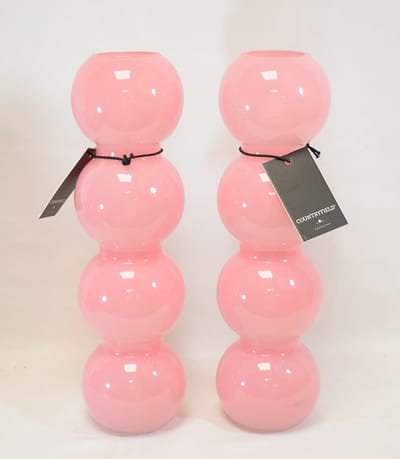 CountryField - 2 stuks - vaas - bollenvaas - smalle vaas - roze - glas - Hoogte 30 cm - Ø 8,5 cm - opening 4,5 cm - Bohemian - Ibiza
