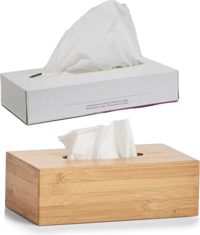 Tissuedozen/tissueboxen van bamboe hout 27,5 x 16 cm gevuld met 100x stuks 2-laags tissue papier