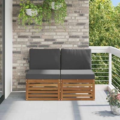 vidaXL - 2 - Stuk - Buiten - Midden - Sofa - Massief - Acacia - Hout - Naturel