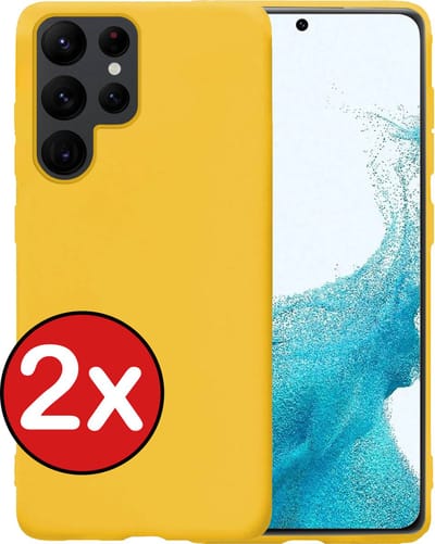 Hoesje - 2 Stuks - Geschikt voor Samsung Galaxy S22 Ultra - Sterk & Shockproof - Telefoonhoes - Back Cover - Case Siliconen - Telefoon Hoes - Geel